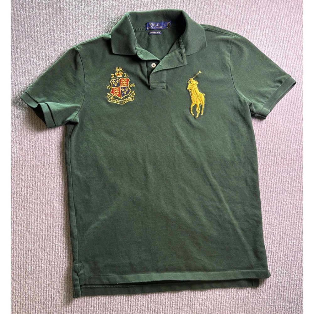 Women's Petite Size SP  Polo Ralph Lauren Green Custom Slim Fit Embroidered
